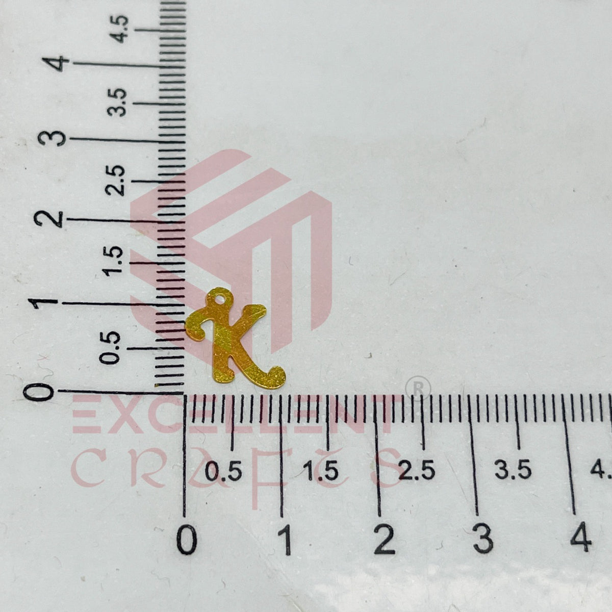 12mm Raw Brass Alphabet Charms - Letter K