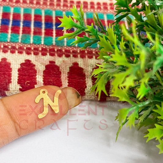 12mm Raw Brass Alphabet Charms - Letter N