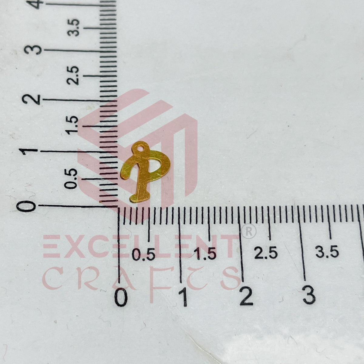 12mm Raw Brass Alphabet Charms - Letter P