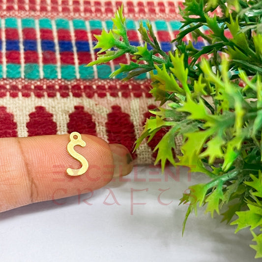 12mm Raw Brass Alphabet Charms - Letter S