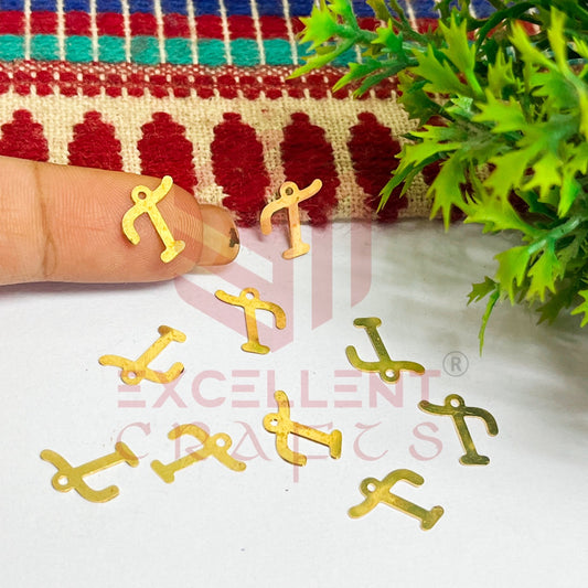 12mm Raw Brass Alphabet Charms - Letter T