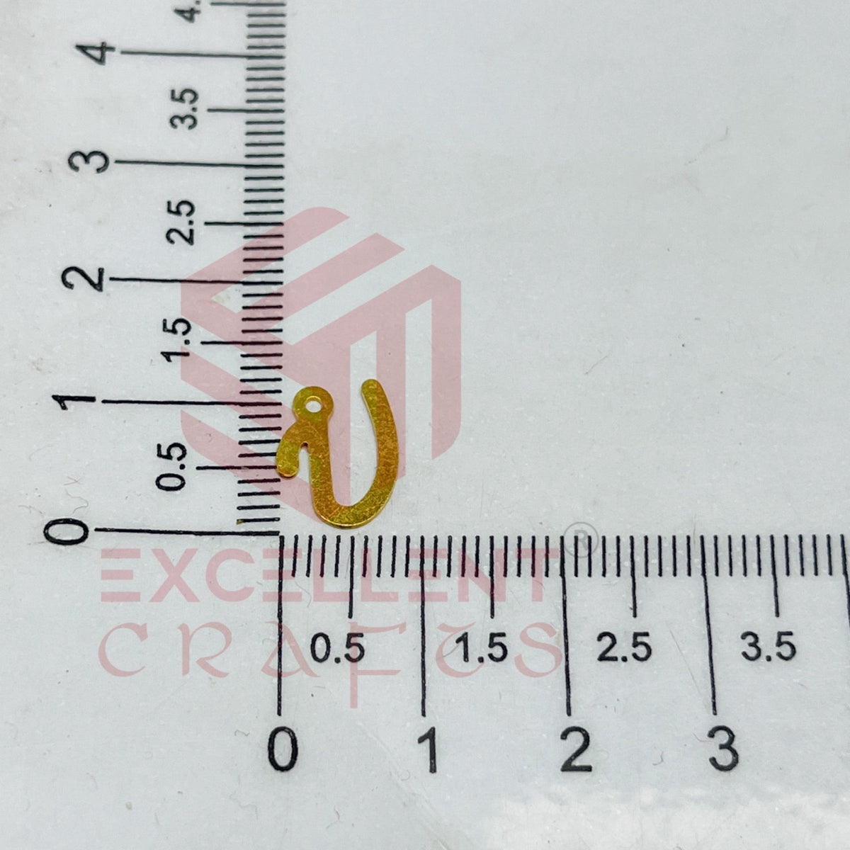 12mm Raw Brass Alphabet Charms - Letter U
