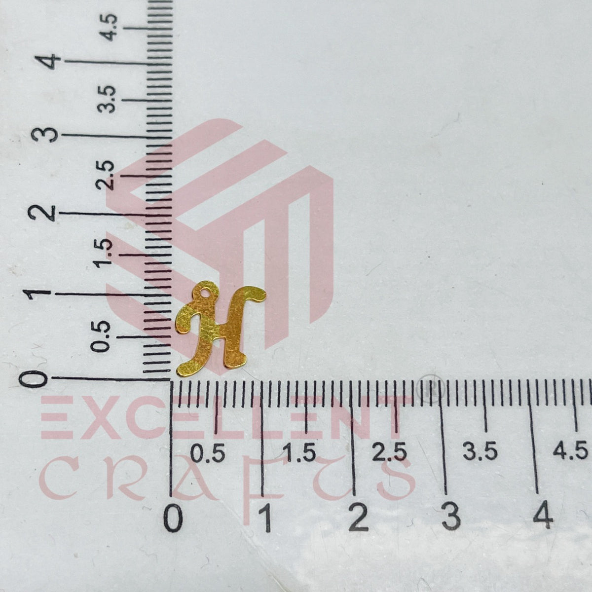 12mm Raw Brass Alphabet Charms - Letter H