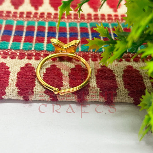 8mm Butterfly Cabochon Adjustable Brass Finger Ring