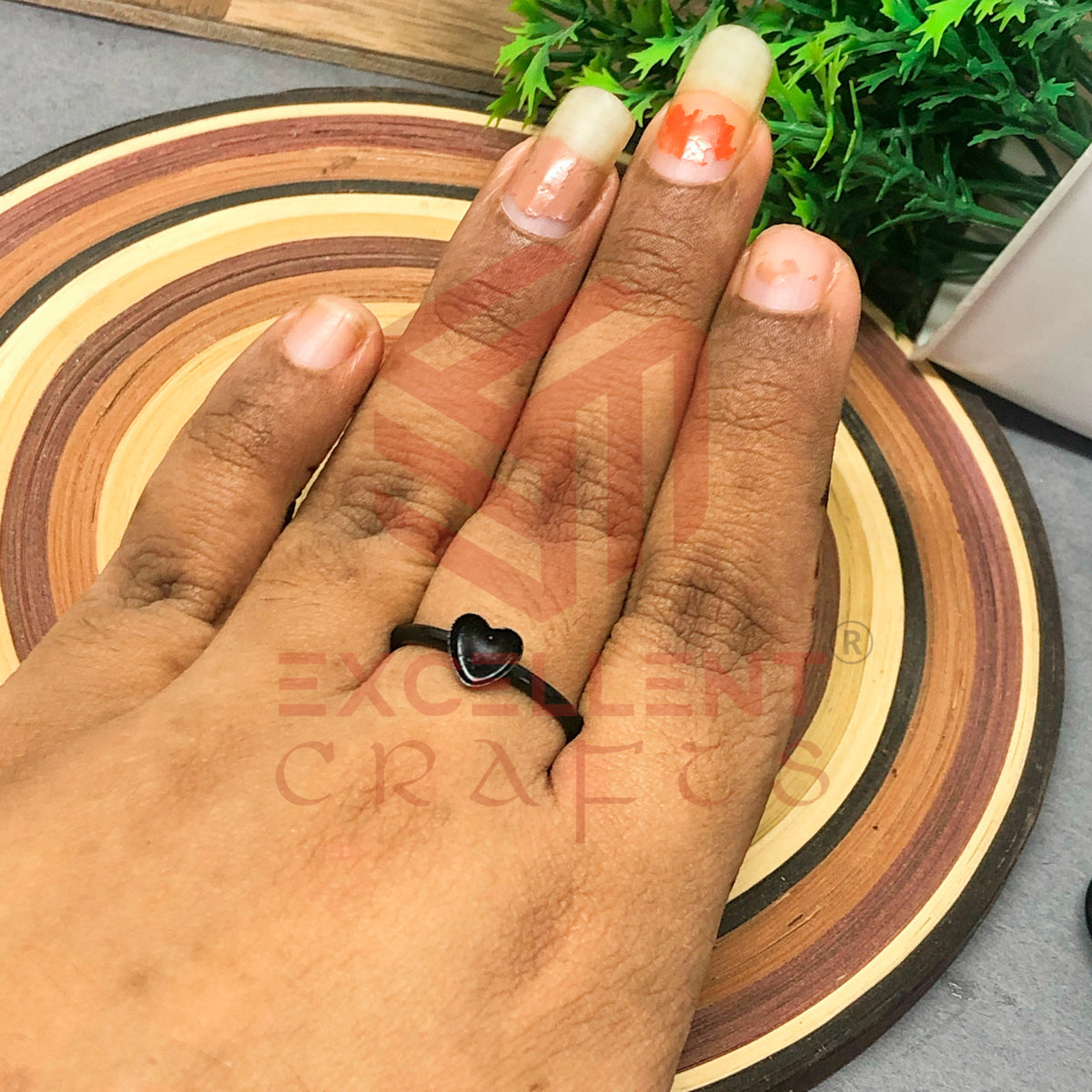 4mm Heart Cabochon Finger Ring- 1 Pc