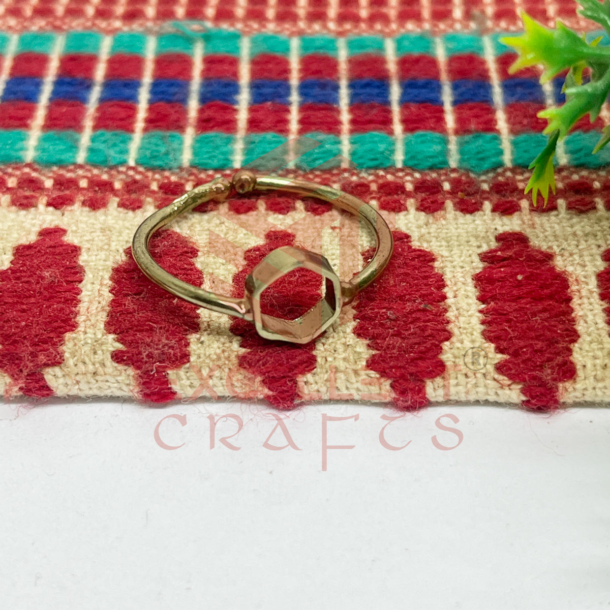 5x6mm Hexagon Brass Finger Ring
