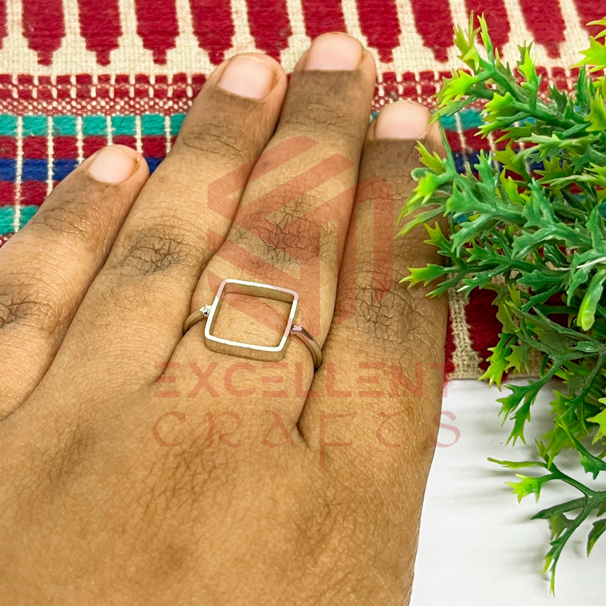 10x10mm Square Brass Finger Ring