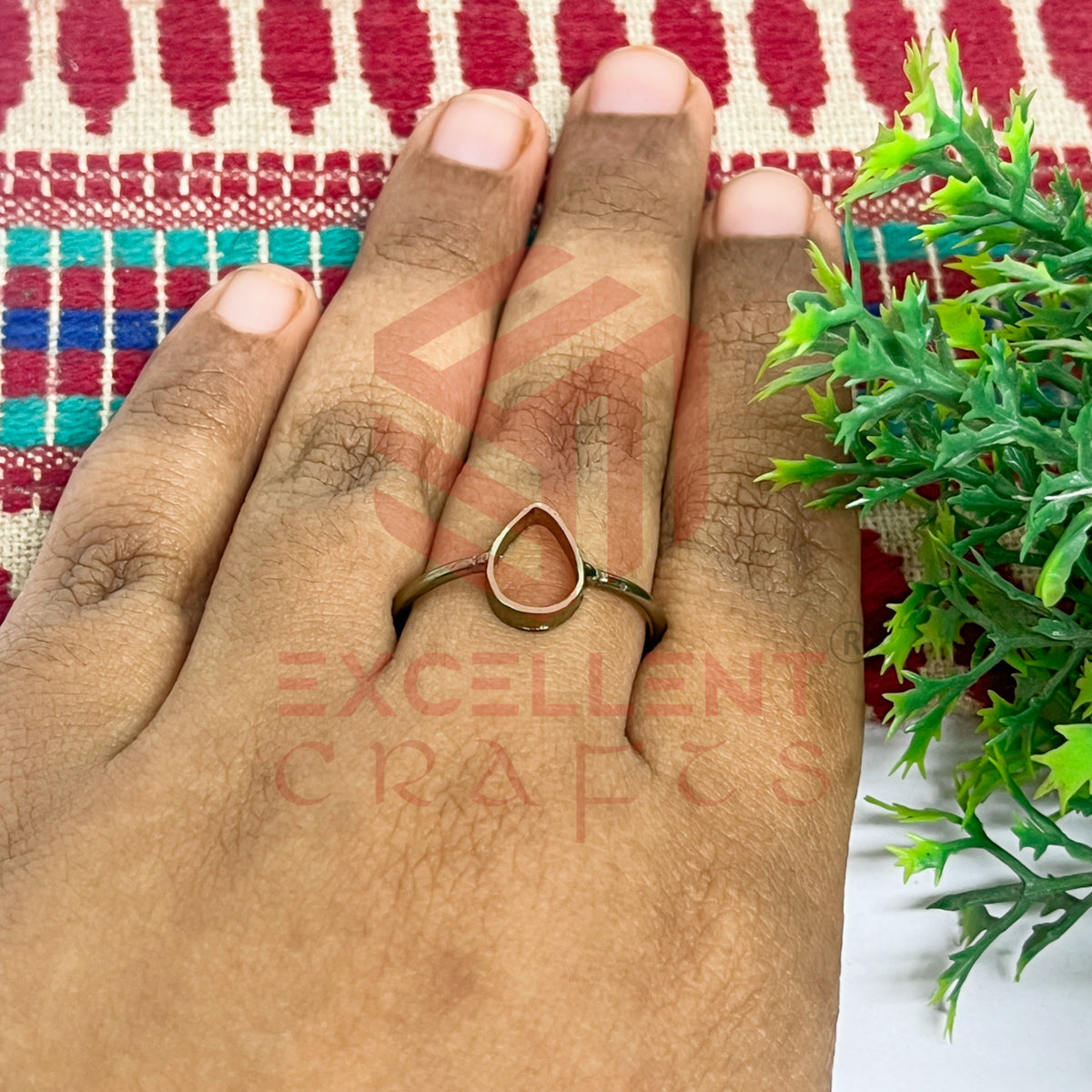8x12mm Teardrop Brass Finger Ring