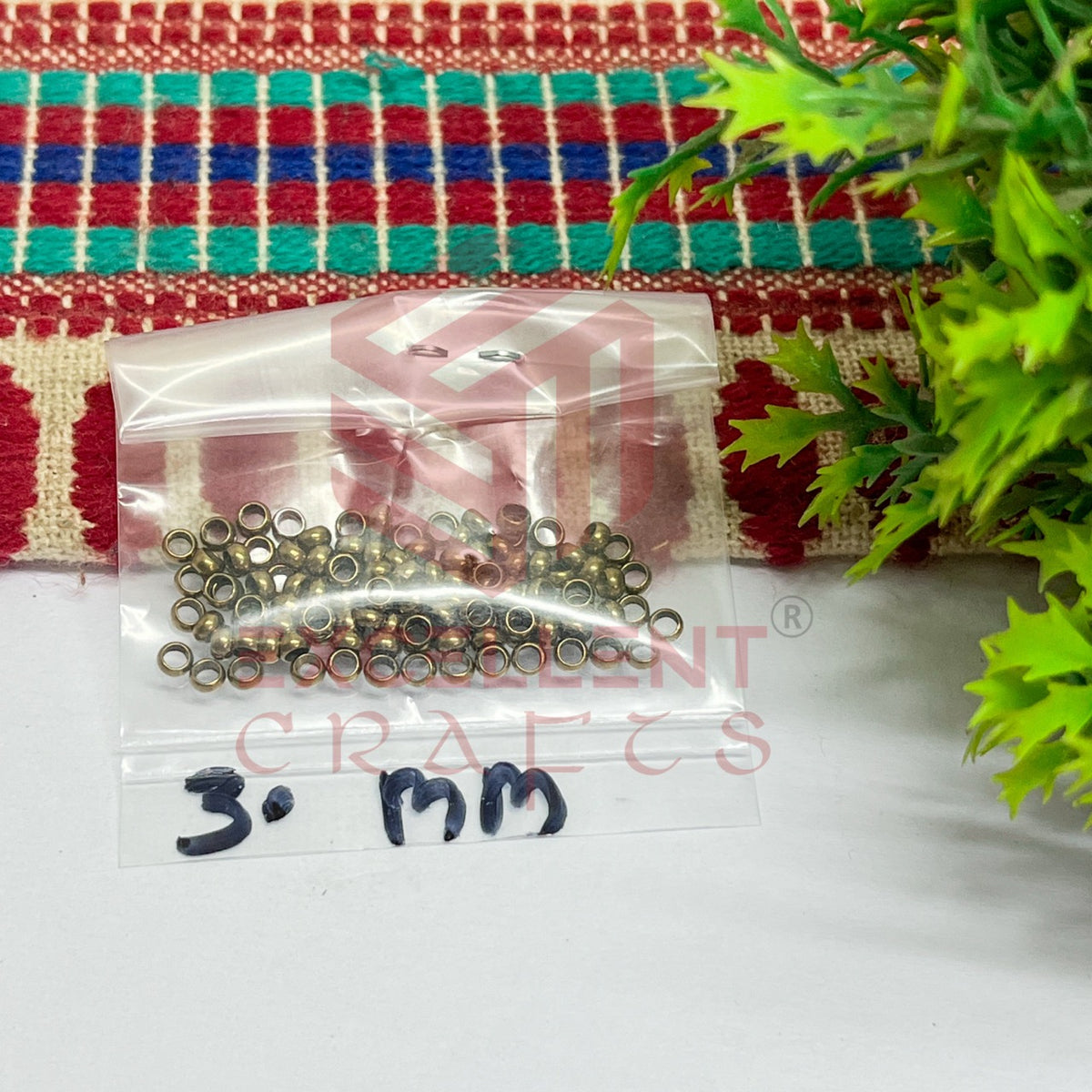 3mm Brass Crimp Beads-100 Pcs Pack