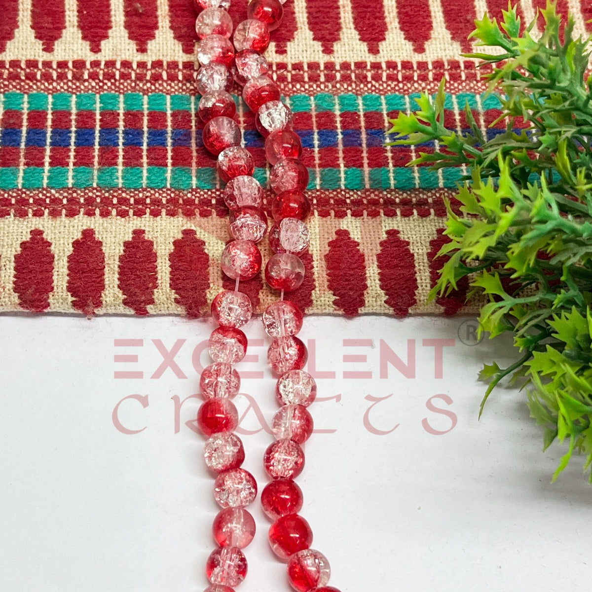 8mm Double Color Crackle Beads Red and White