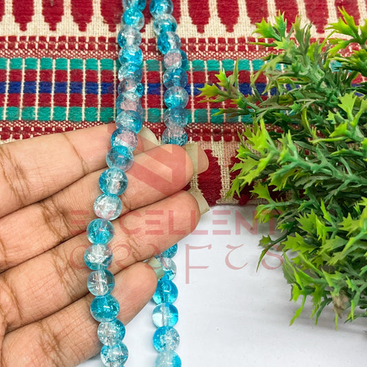 8mm Double Color Crackle Beads Sky Blue and White