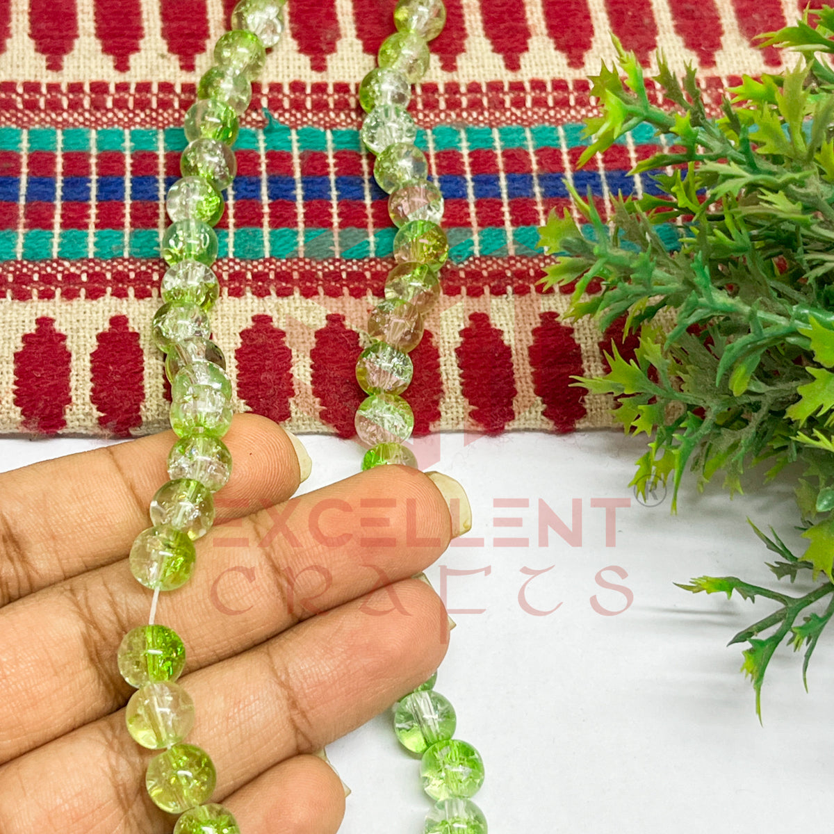 8mm Double Color Crackle Beads Light green and White