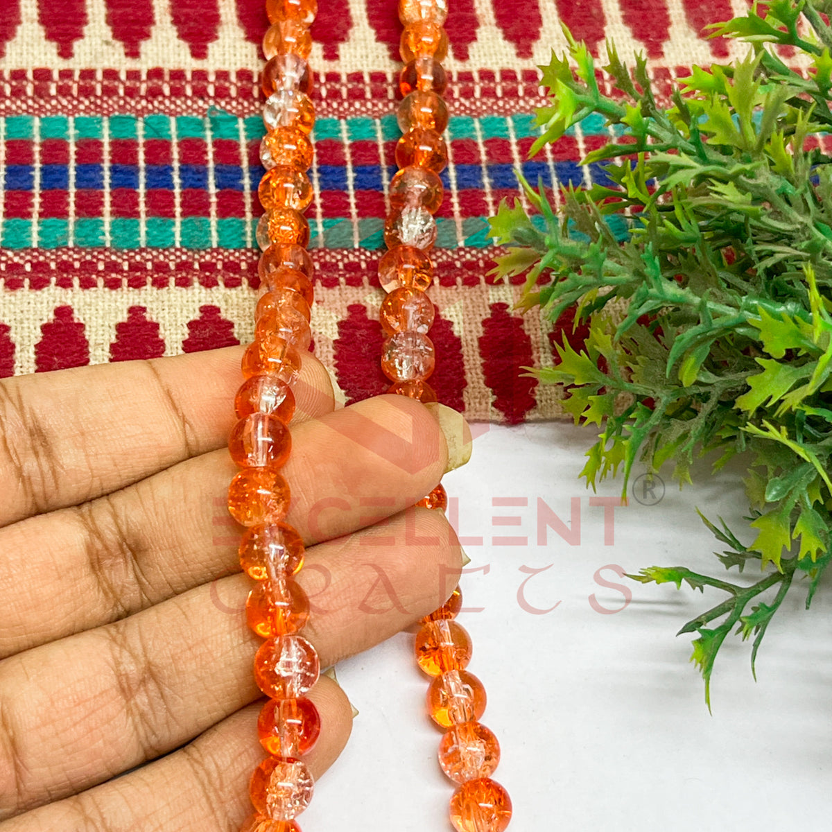 8mm Double Color Crackle Beads Orange and White