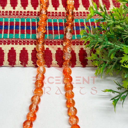8mm Double Color Crackle Beads Orange and White
