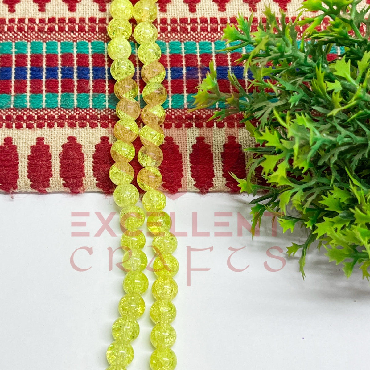8mm Lemon Yellow Color Crackle Beads