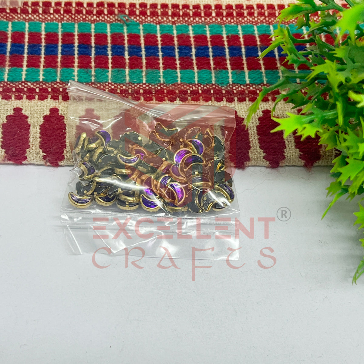 4x8mm Halfmoon Shape Glass Kundan Stones-100 Pcs