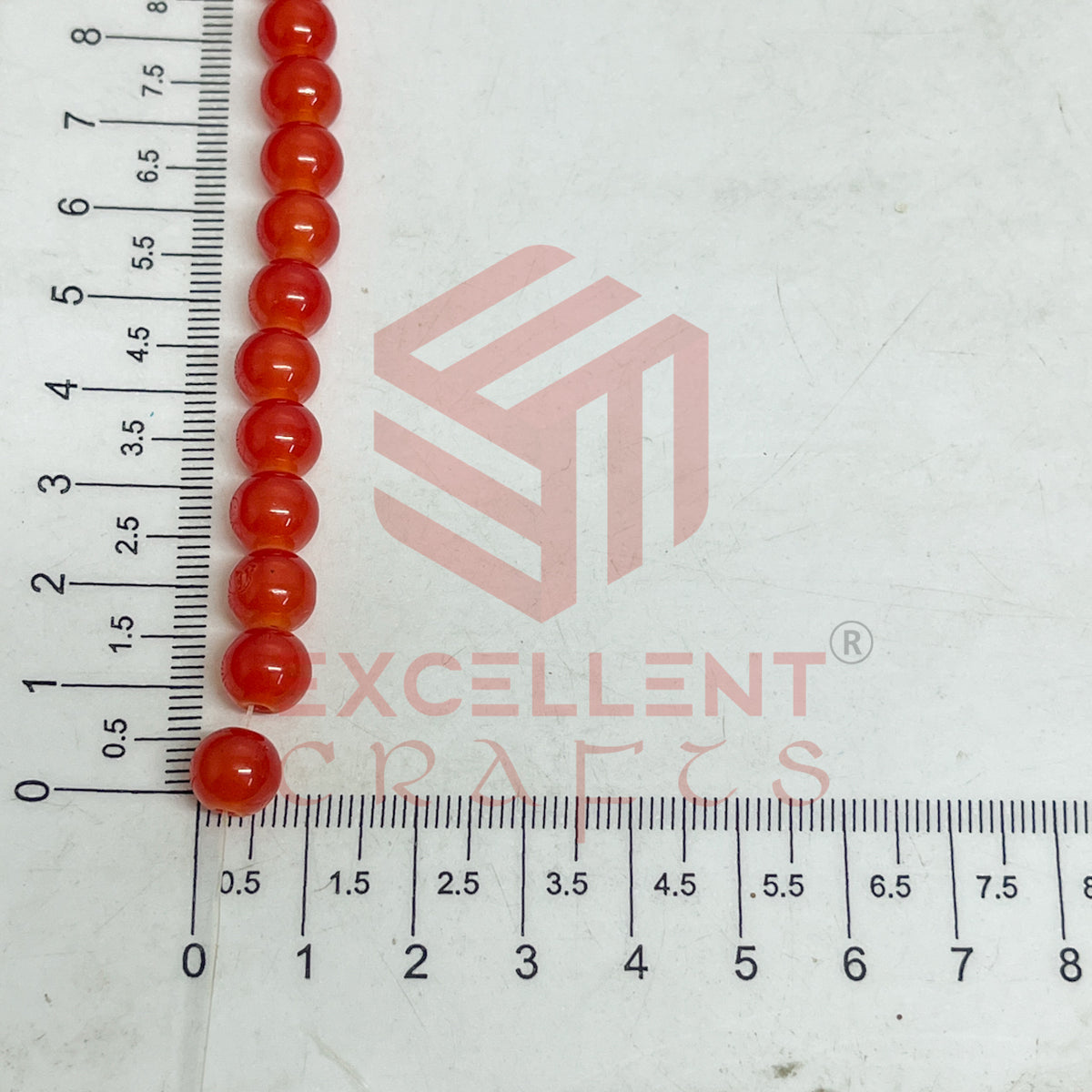 8mm Round Glass Beads- 1 Line