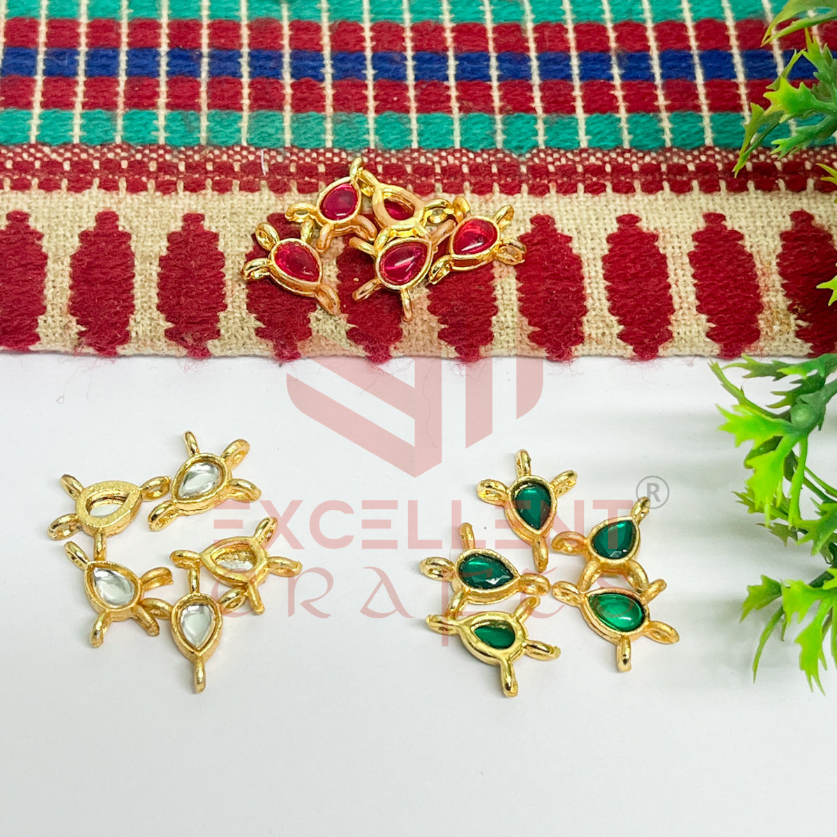 Kundan Three Hole connectors- 5Pc Pack