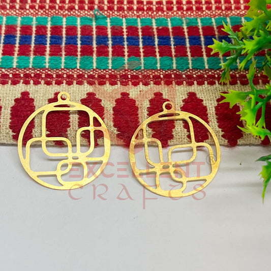 Raw Brass Drop Shape Charm with Jali Design - 1 Pc