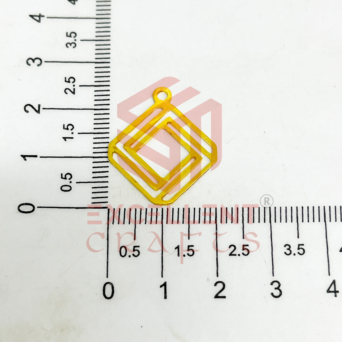 20x25mm Square Shape Stripes Design Raw Brass Charm