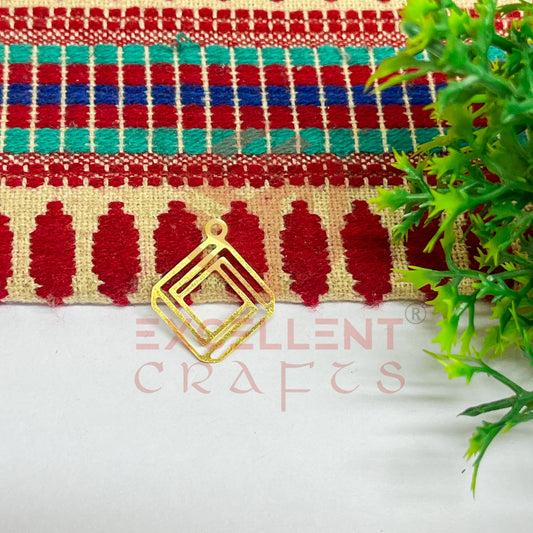 20x25mm Square Shape Stripes Design Raw Brass Charm