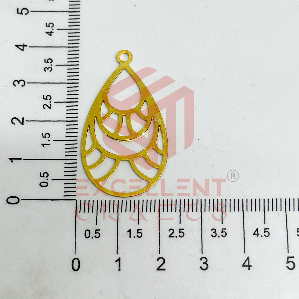 Raw Brass Drop Shape Charm with Jali Design - 1 Pc