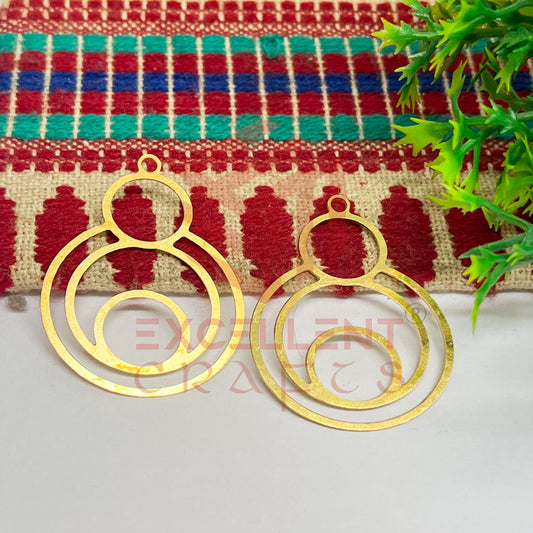 Round Oval Combo Design Raw Brass Charm 1 Pc