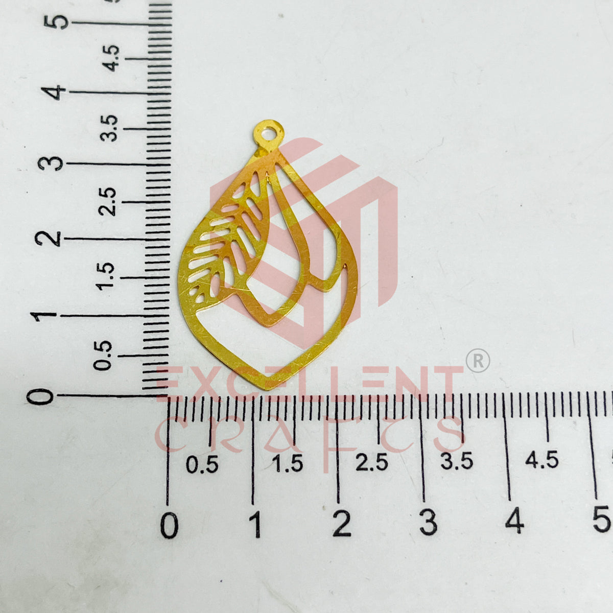 22x37mm Leaf Design Raw Brass Charm - 1Pc