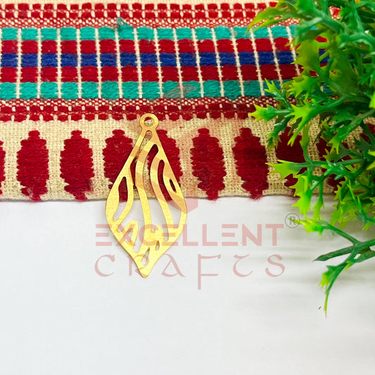 20x42mm Leaf Design Raw Brass Charm