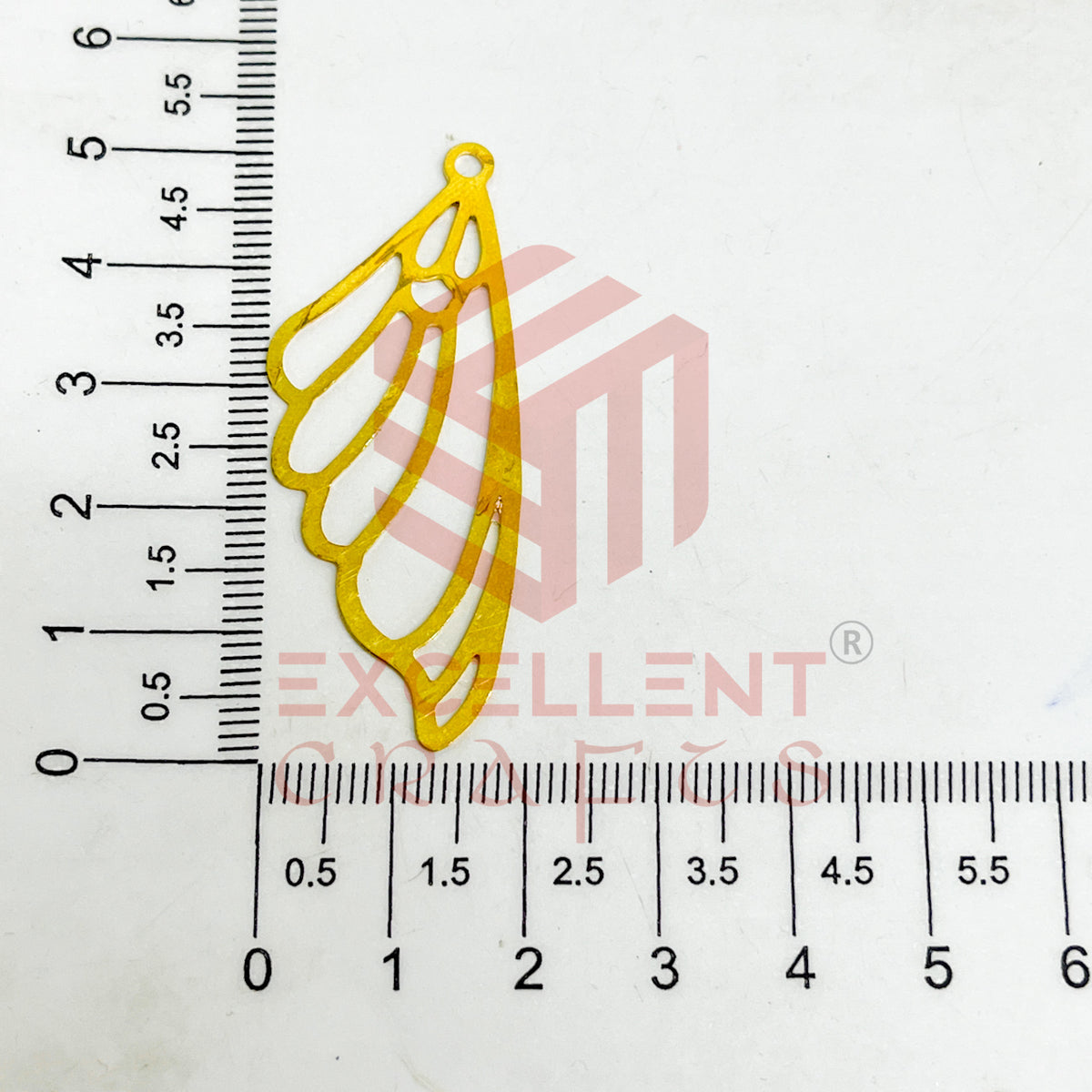 20x50mm Feather Design Raw Brass Charm