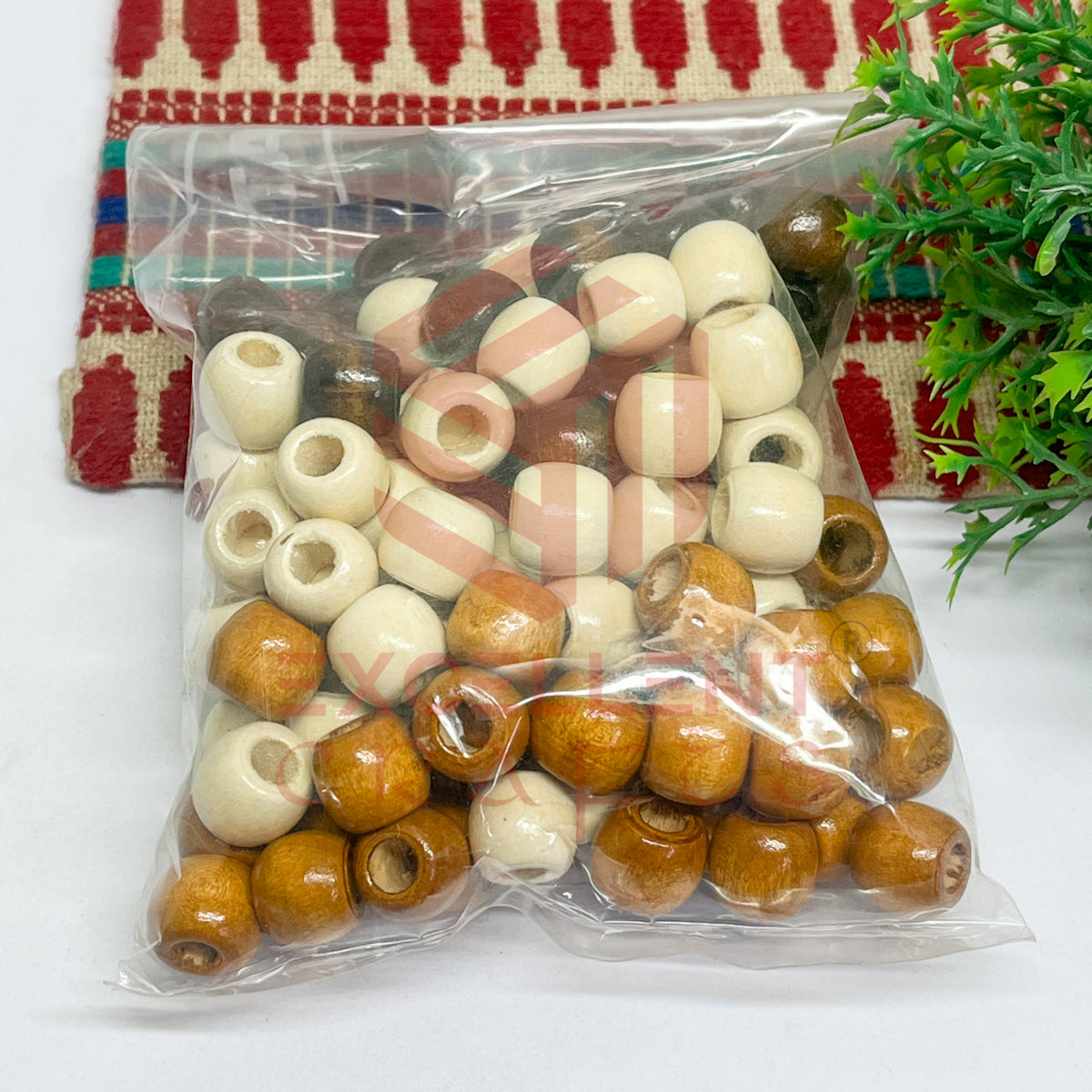 12x14mm Mixed Browns Wooden Beads (100pcs)