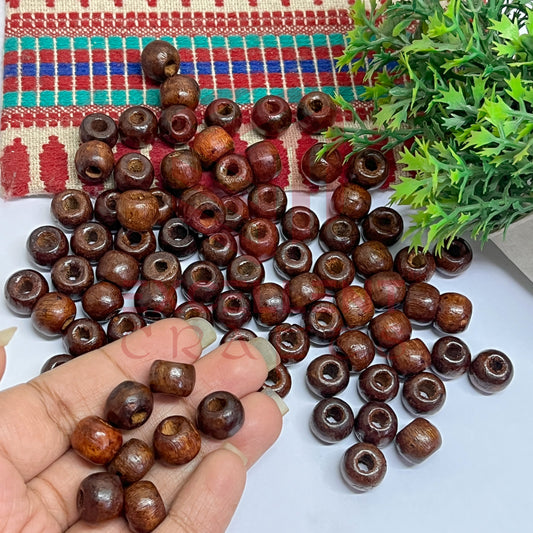 12mm Round Brown Wooden Beads (100Pcs Pack)