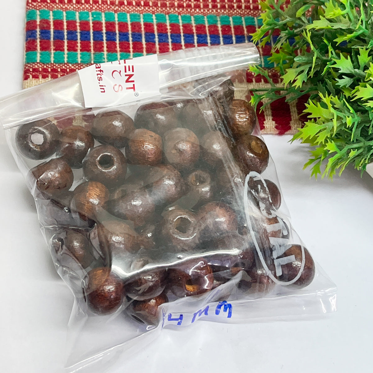 14mm Round Brown Wooden Beads (50Pcs Pack)