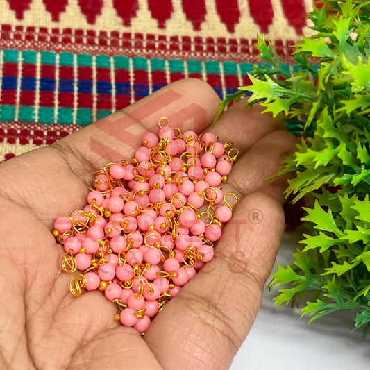 3mm Round Baby Pink Color Pearl Loreal Charms for making Jewellery - (Pack of 10g - 200-250Pcs)