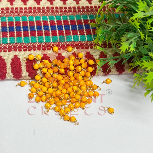 3mm Round Sunset Yellow Color Pearl Loreal Charms for making Jewellery - (Pack of 10g - 200-250Pcs)