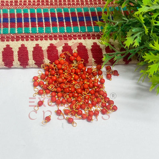 3mm Round Cherry Red Color Pearl Loreal Charms for making Jewellery - (Pack of 10g - 200-250Pcs)