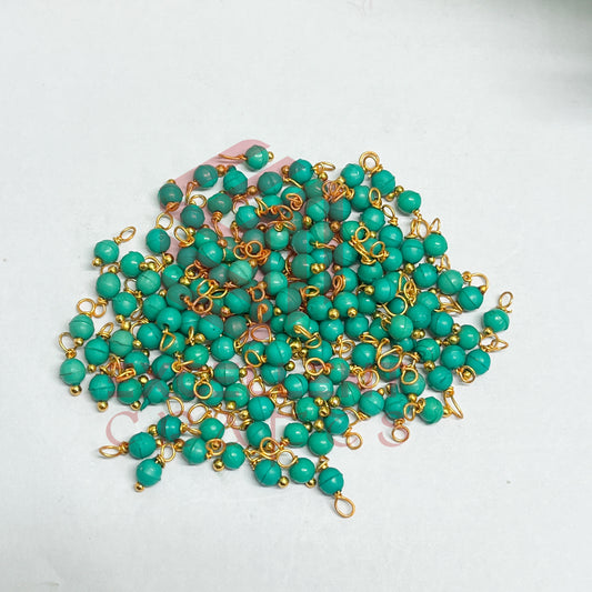 3mm Round Peacock Green Color Pearl Loreal Charms for making Jewellery - (Pack of 10g - 200-250Pcs)
