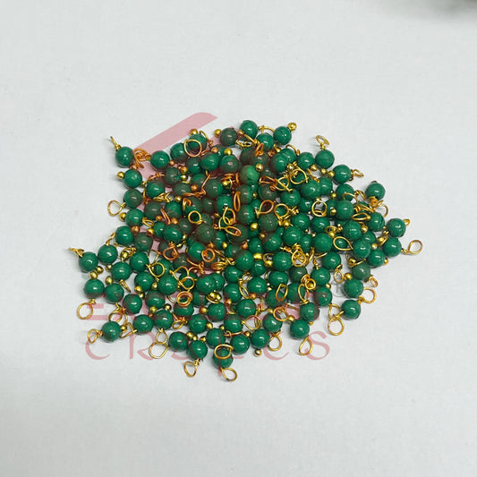 3mm Round Forest Green Color Pearl Loreal Charms for making Jewellery - (Pack of 10g - 200-250Pcs)