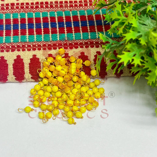 3mm Round Lemon Yellow Color Pearl Loreal Charms for making Jewellery - (Pack of 10g - 200-250Pcs)