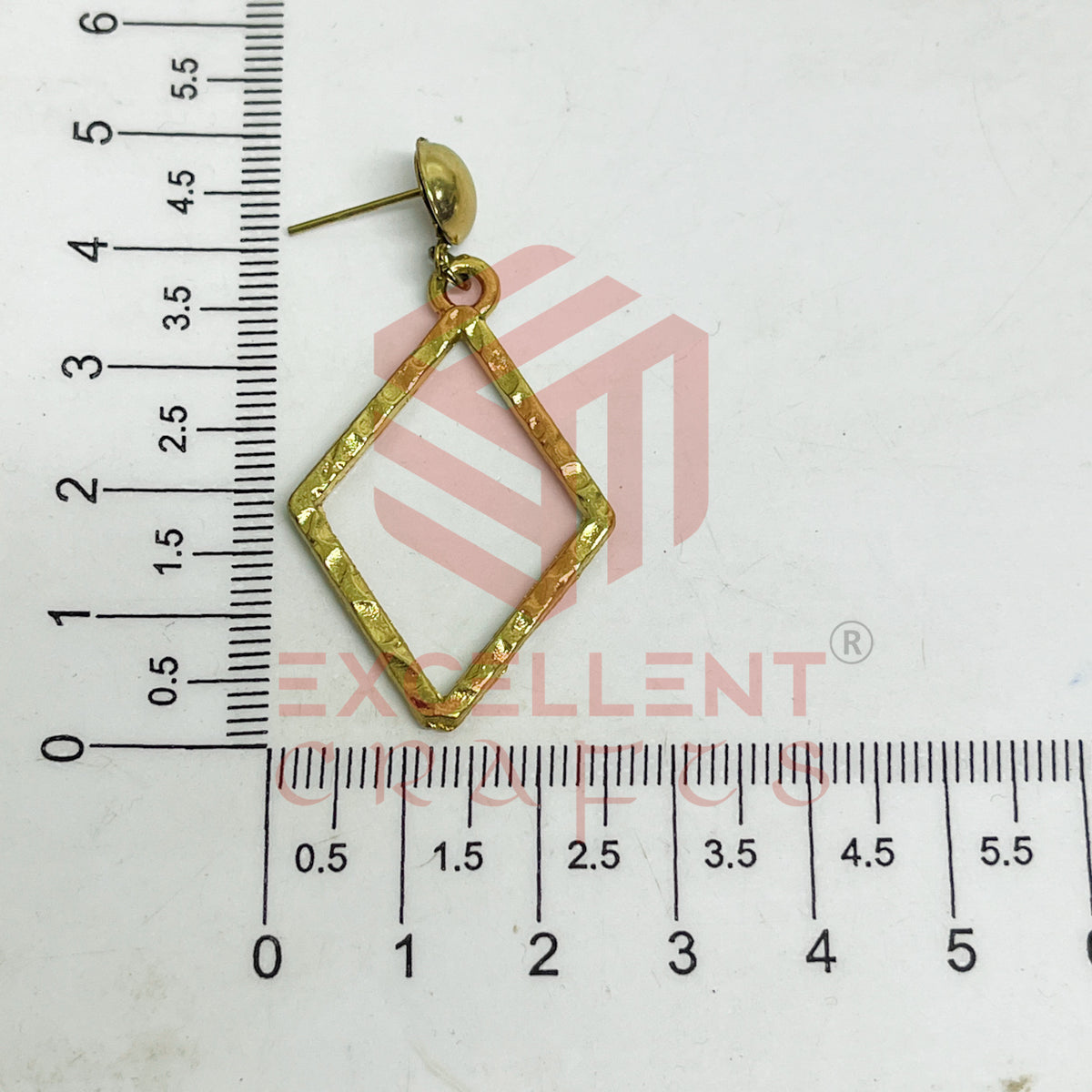 Ball Stud Diamond Shape Texture Earring Bezels - (1Pair)