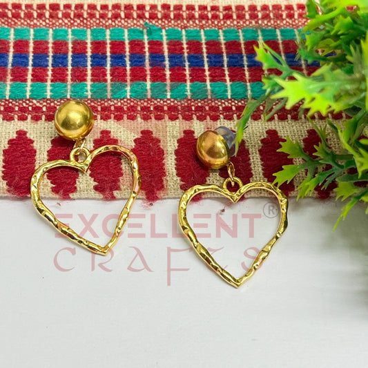 Ball Stud Heart Shape Texture Earring Bezels - (1Pair)