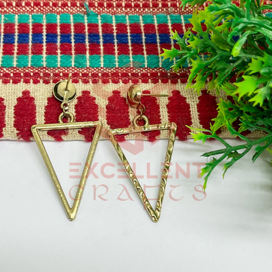 Ball Stud Triangle Shape Texture Earring Bezels - (1Pair)