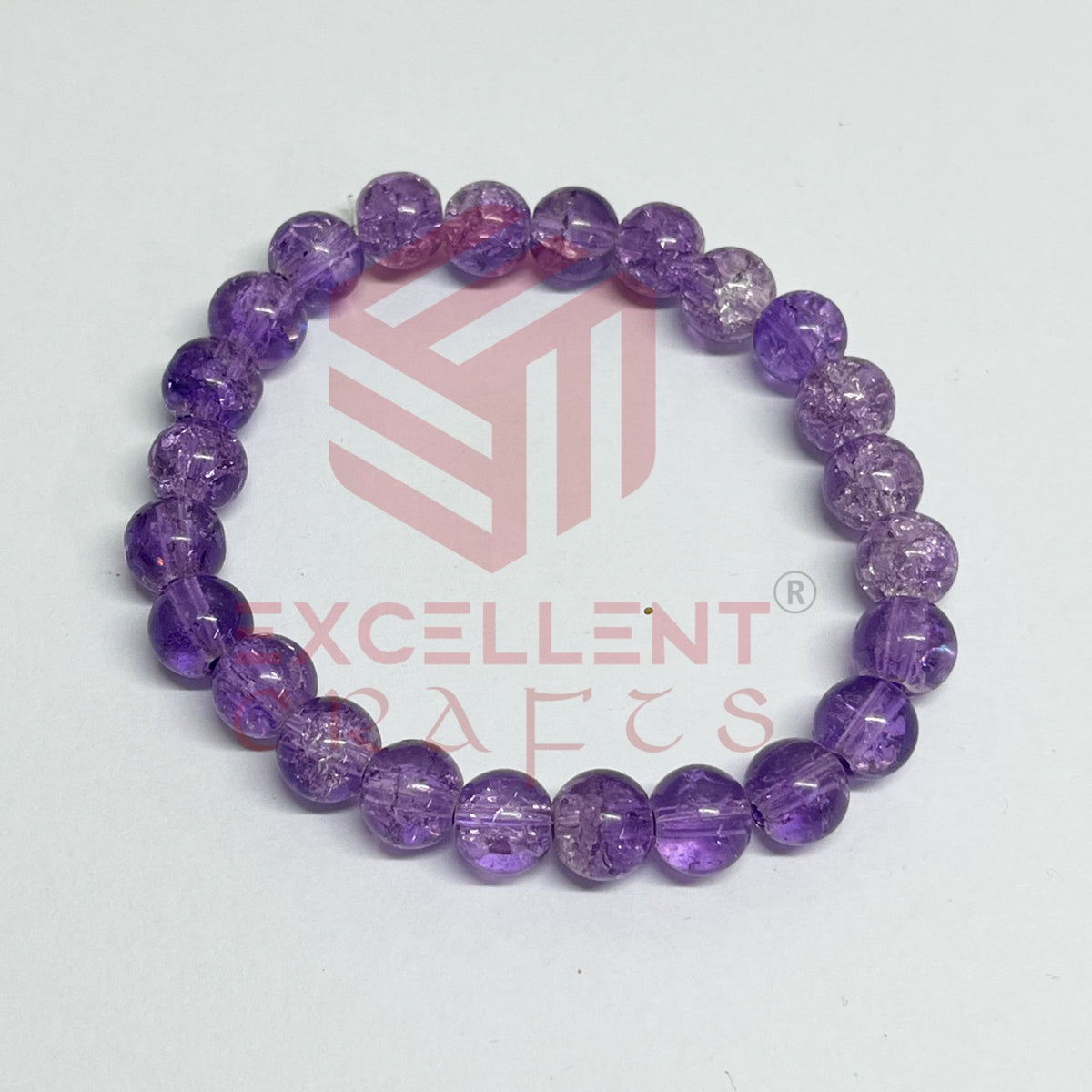 8mm Crackle Bead Bracelet Purple