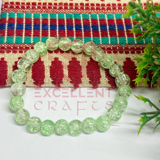8mm Crackle Bead Bracelet Apple Green