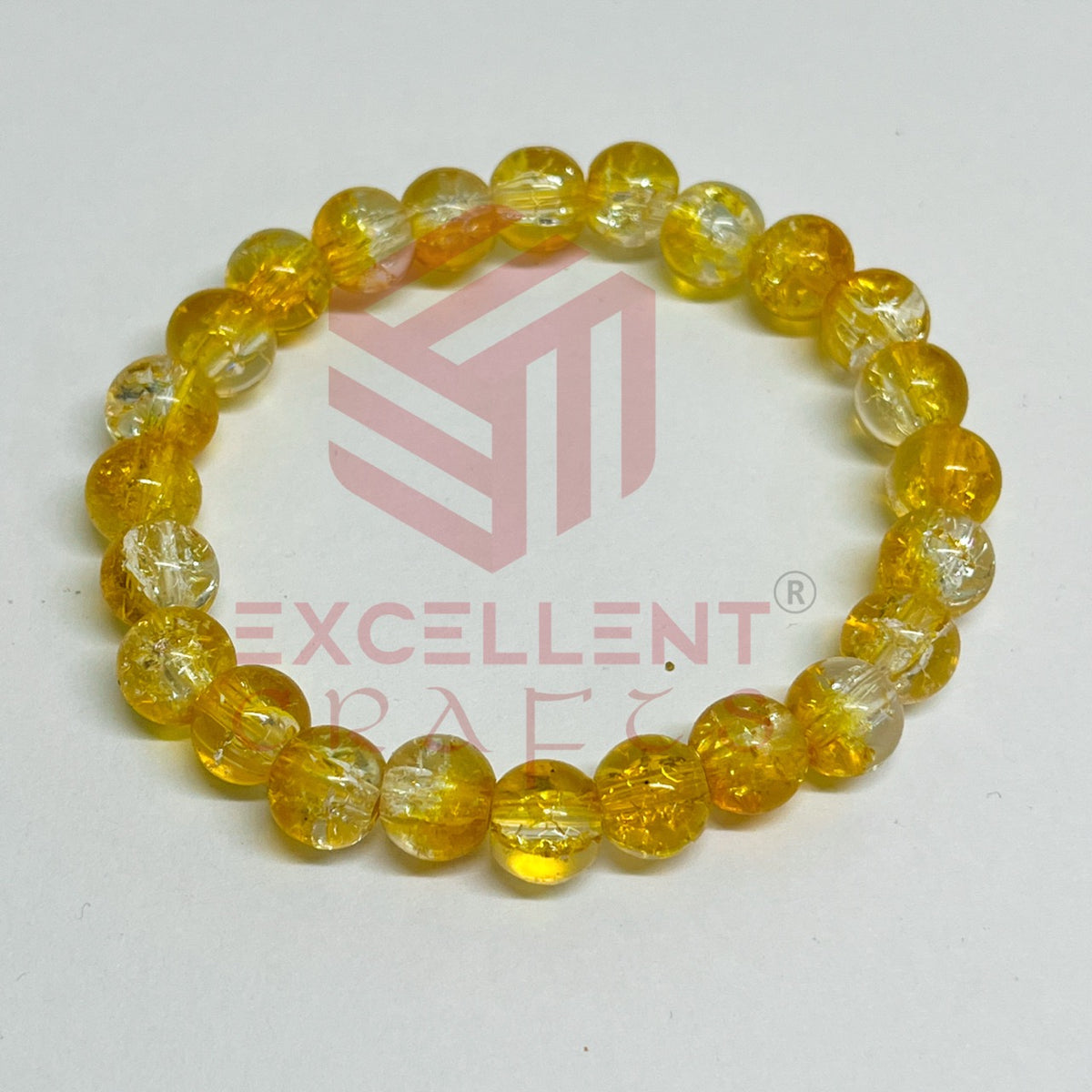 8mm Crackle Bead Bracelet Yellow White Shade