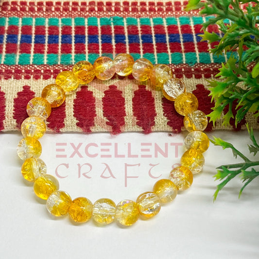 8mm Crackle Bead Bracelet Yellow White Shade