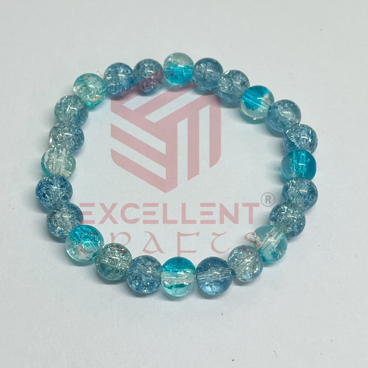 8mm Crackle Bead Bracelet Blue Shades