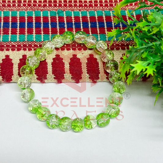 8mm Crackle Bead Bracelet Light Green