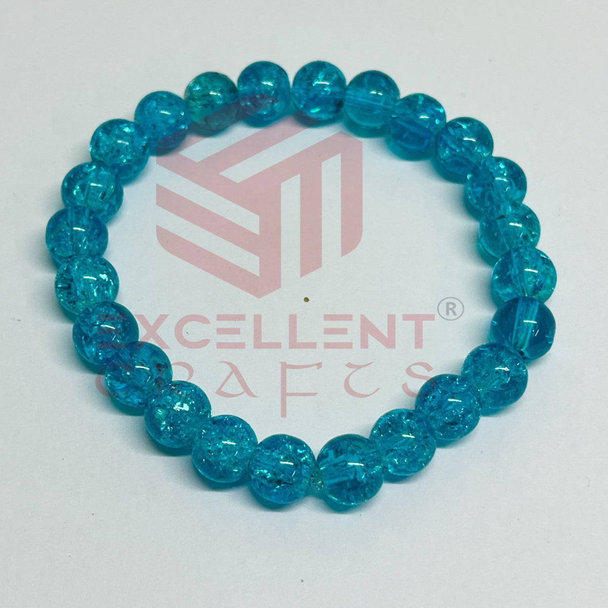 8mm Crackle Bead Bracelet Blue