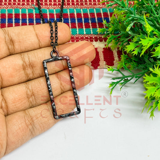 Long Rectangle Pendant with Chain